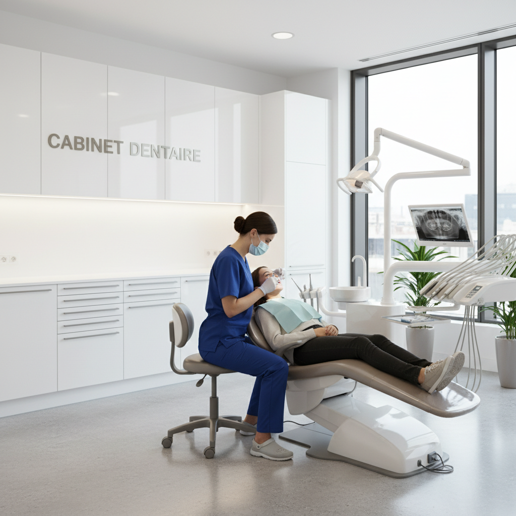 Cabinet dentaire moderne avec dentiste